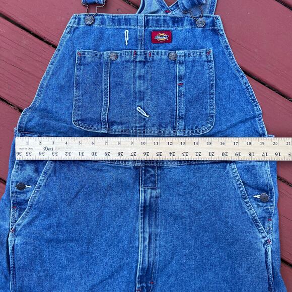 Dickies Denim Jean Bib Overalls Pants 36 x 32 Workwear Stonewashed Indigo Blue - Picture 7 of 12